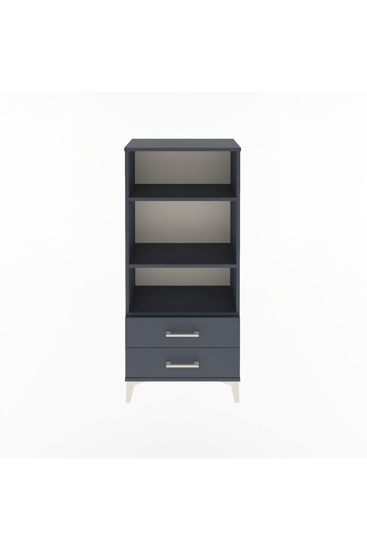 Arges Dolap 3 Raflı 2 Çekmeceli 60x30x134 Antrasit-Antrasit