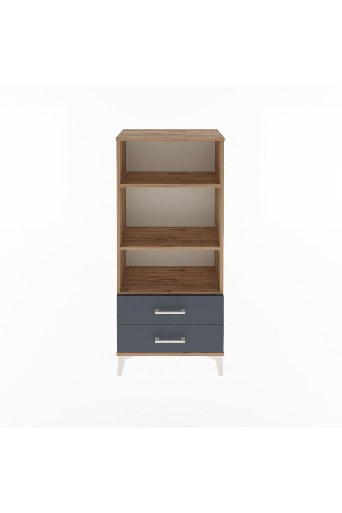 Arges Dolap 3 Raflı 2 Çekmeceli 60x30x134 Çam-Antrasit