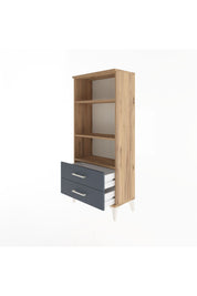 Arges Dolap 3 Raflı 2 Çekmeceli 60x30x134 Çam-Antrasit