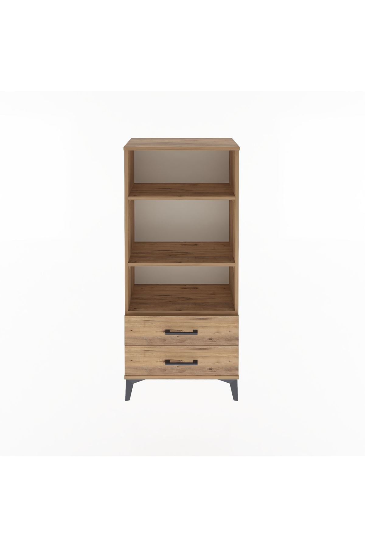 Arges Dolap 3 Raflı 2 Çekmeceli 60x30x134 Çam-Çam