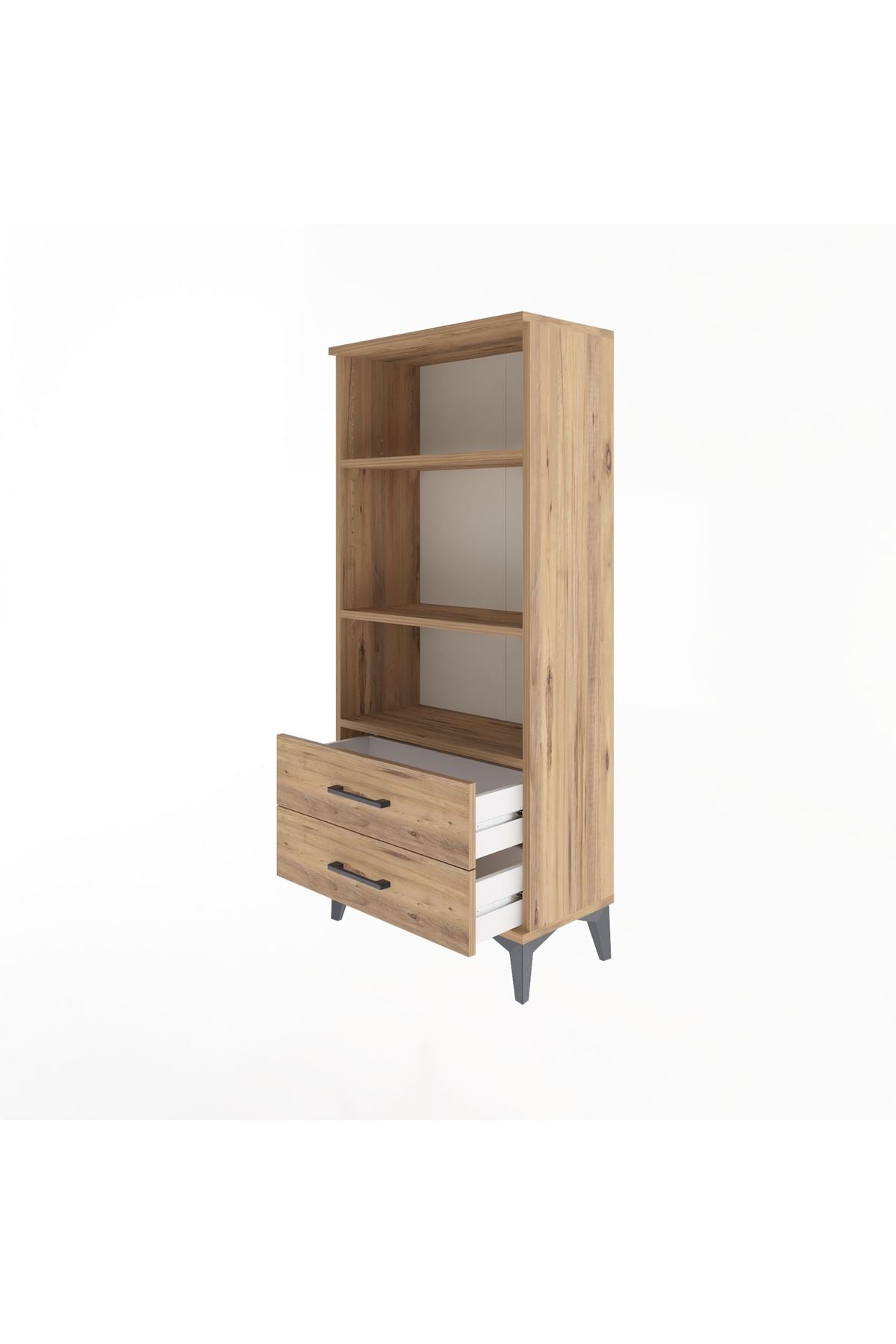 Arges Dolap 3 Raflı 2 Çekmeceli 60x30x134 Çam-Çam