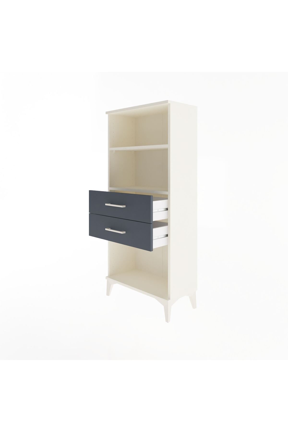Arges Dolap 2 Raflı 2 Çekmeceli 60x30x134 Aytaşı-Antrasit