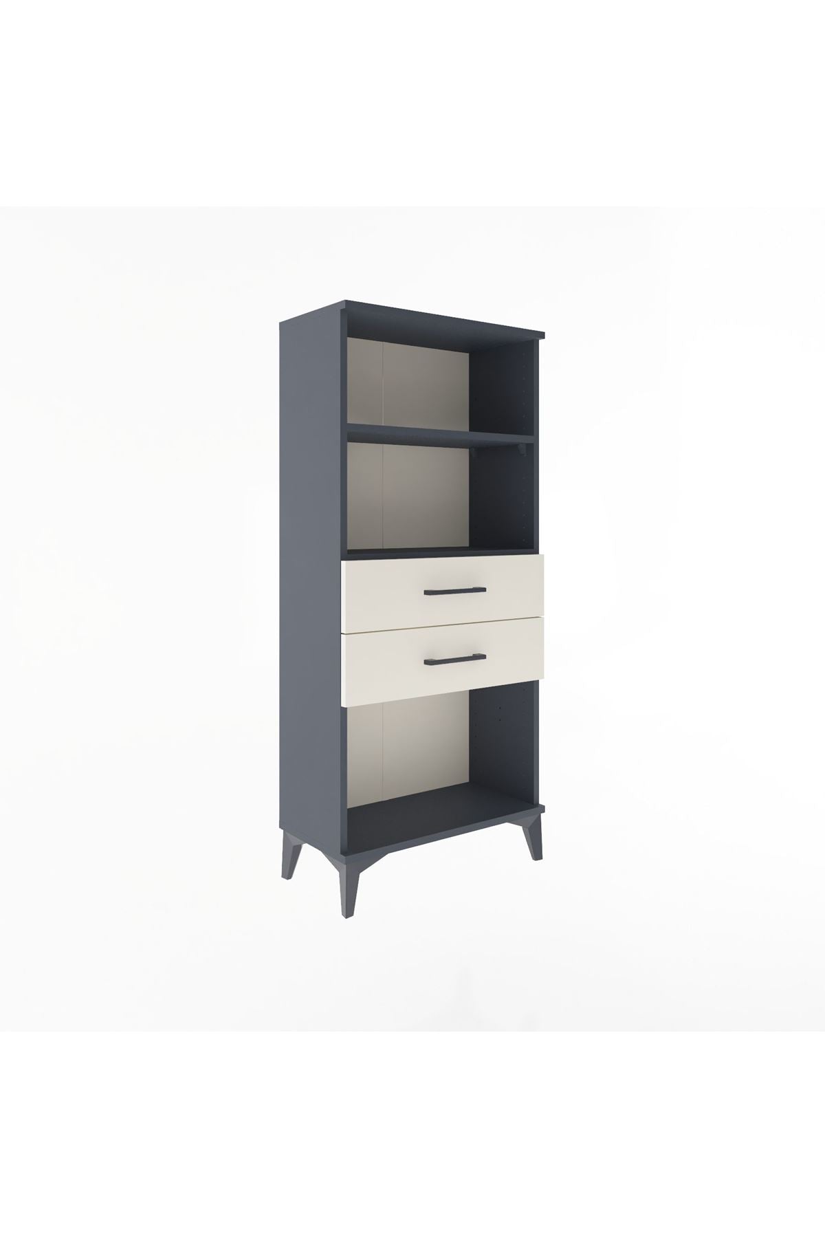 Arges Dolap 2 Raflı 2 Çekmeceli 60x30x134 Antrasit-Aytaşı