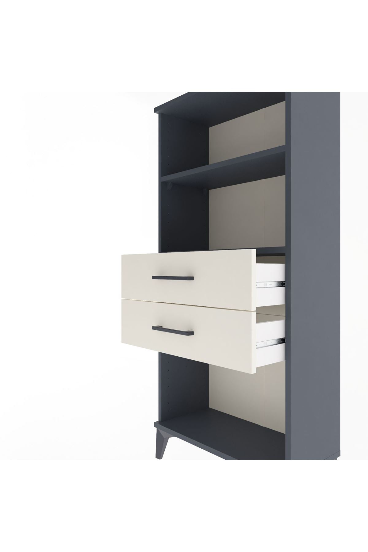 Arges Dolap 2 Raflı 2 Çekmeceli 60x30x134 Antrasit-Aytaşı