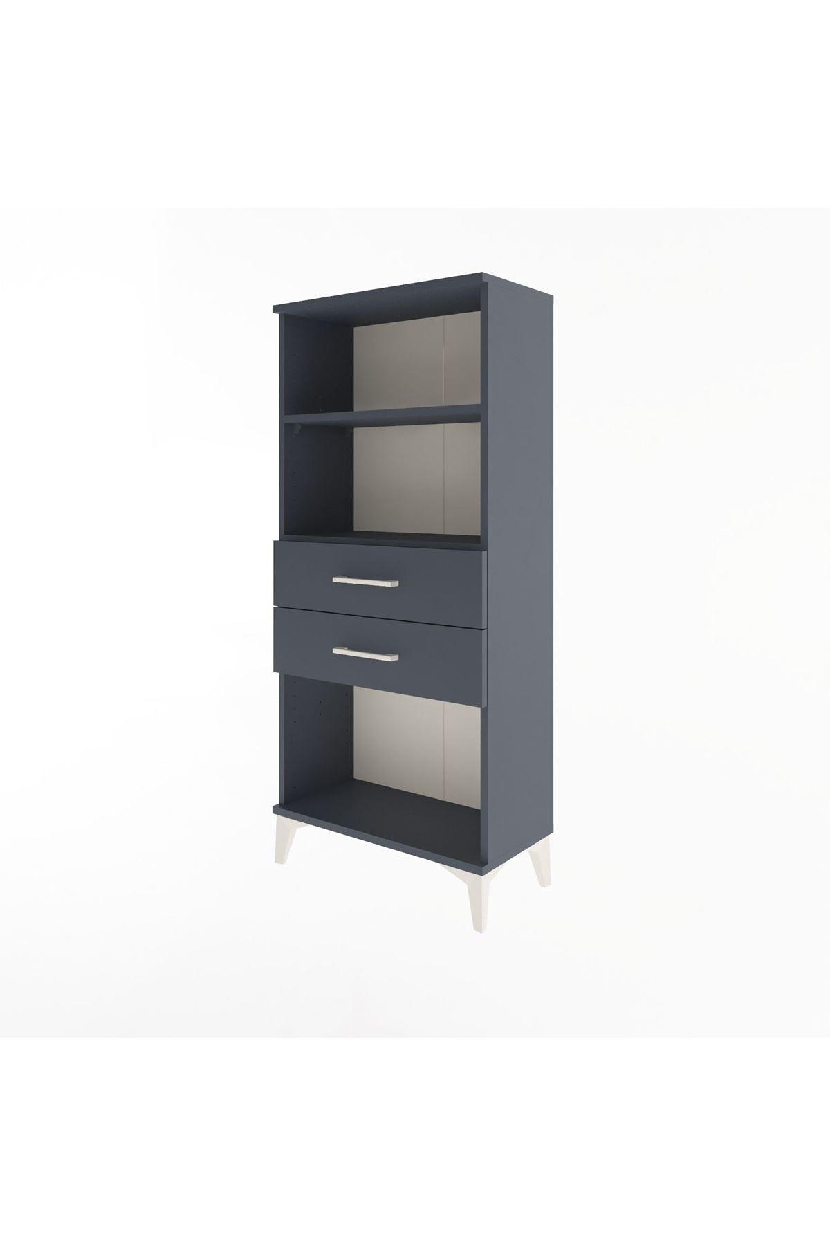 Arges Dolap 2 Raflı 2 Çekmeceli 60x30x134 Antrasit-Antrasit