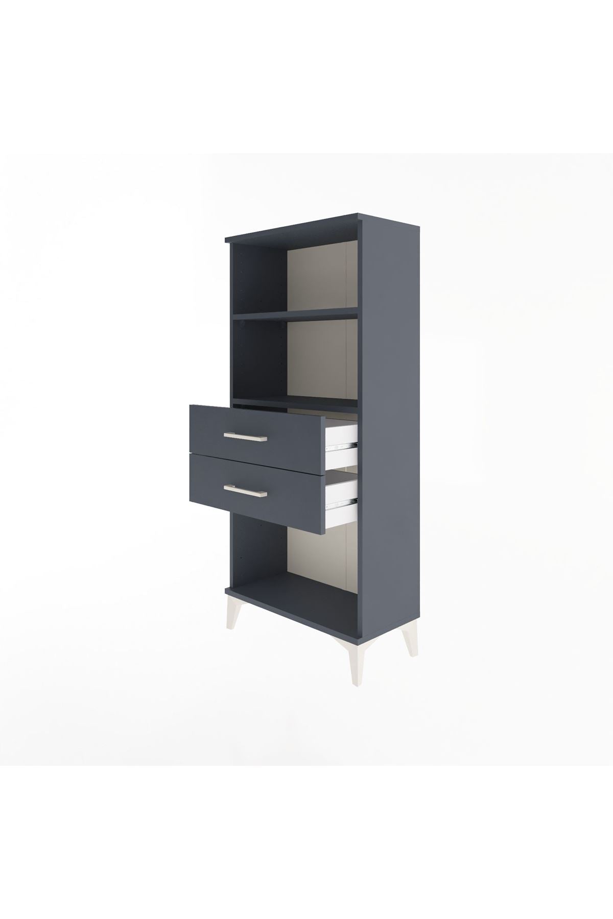 Arges Dolap 2 Raflı 2 Çekmeceli 60x30x134 Antrasit-Antrasit