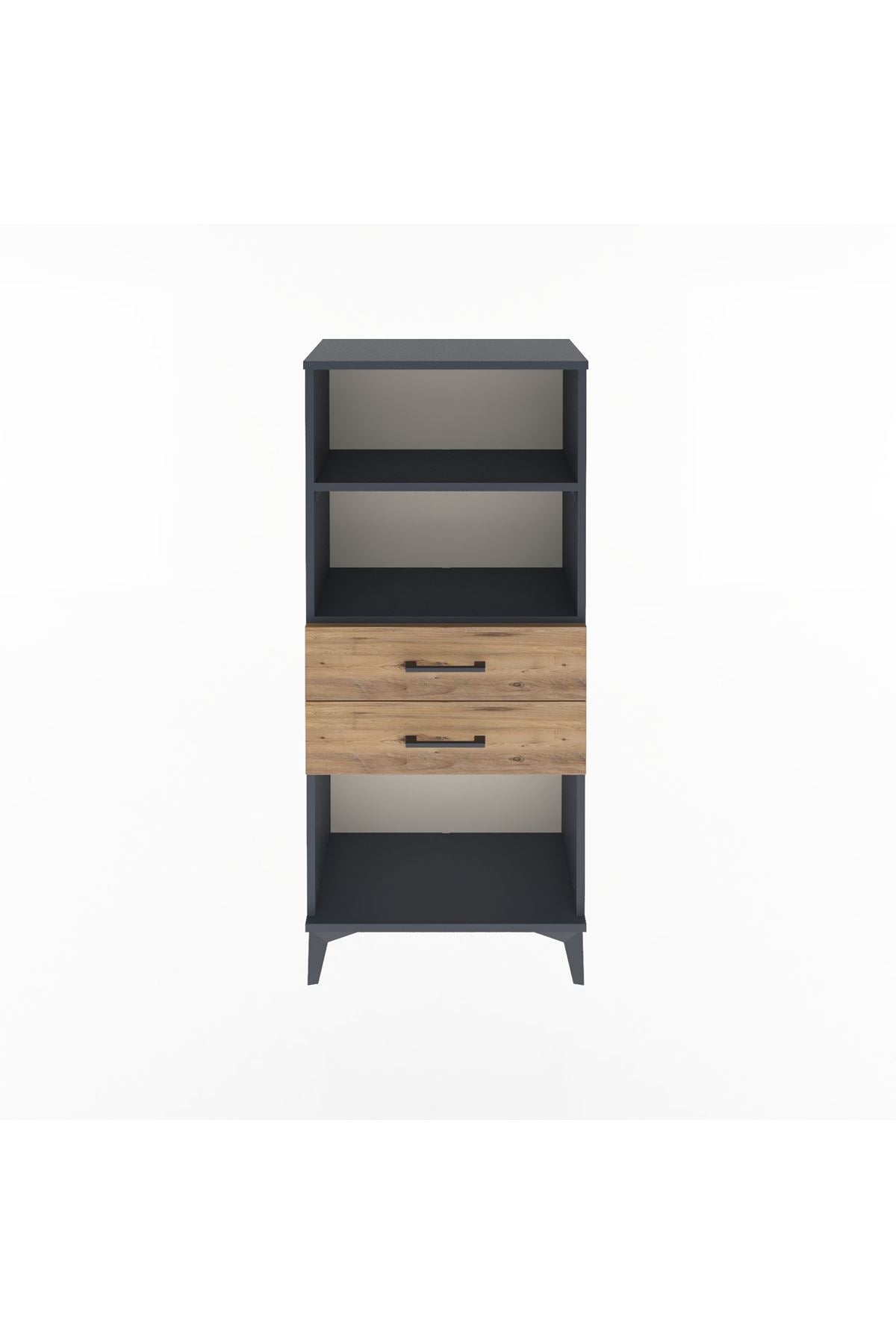 Arges Dolap 2 Raflı 2 Çekmeceli 60x30x134 Antrasit-Çam