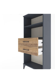Arges Dolap 2 Raflı 2 Çekmeceli 60x30x134 Antrasit-Çam