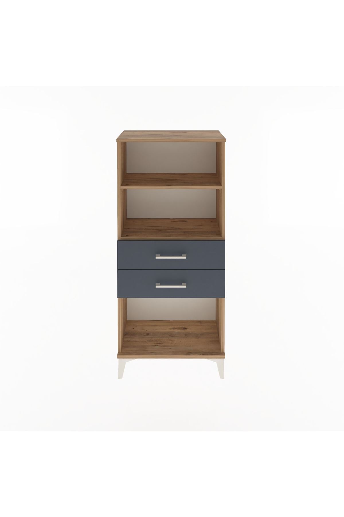 Arges Dolap 2 Raflı 2 Çekmeceli 60x30x134 Çam-Antrasit