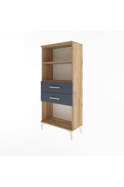 Arges Dolap 2 Raflı 2 Çekmeceli 60x30x134 Çam-Antrasit