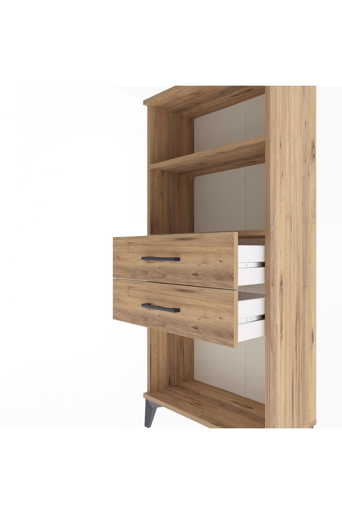 Arges Dolap 2 Raflı 2 Çekmeceli 60x30x134 Çam-Çam