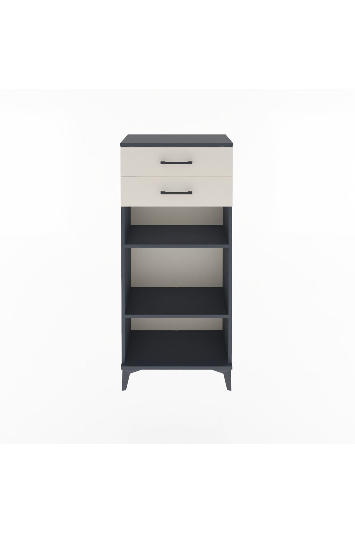 Arges Dolap 2 Raflı 2 Çekmeceli 60x30x134 Antrasit-Aytaşı