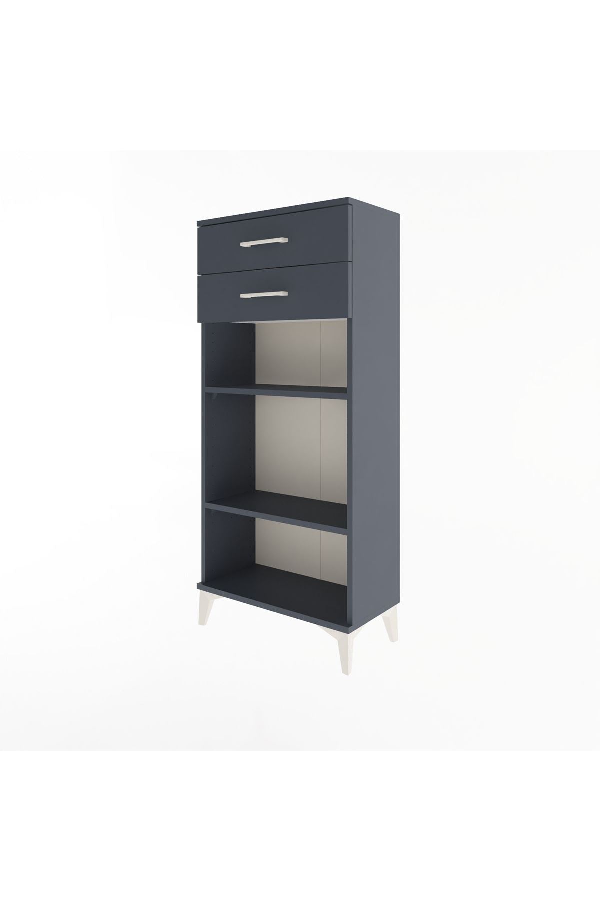 Arges Dolap 2 Raflı 2 Çekmeceli 60x30x134 Antrasit-Antrasit