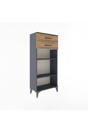 Arges Dolap 2 Raflı 2 Çekmeceli 60x30x134 Antrasit-Çam