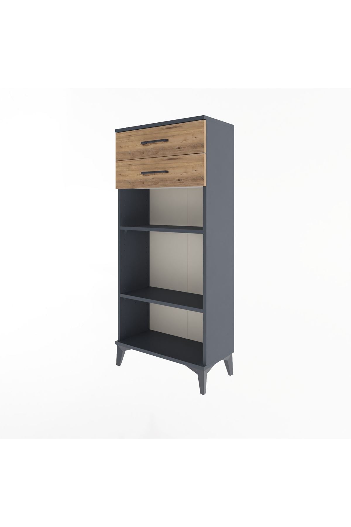Arges Dolap 2 Raflı 2 Çekmeceli 60x30x134 Antrasit-Çam