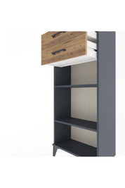Arges Dolap 2 Raflı 2 Çekmeceli 60x30x134 Antrasit-Çam