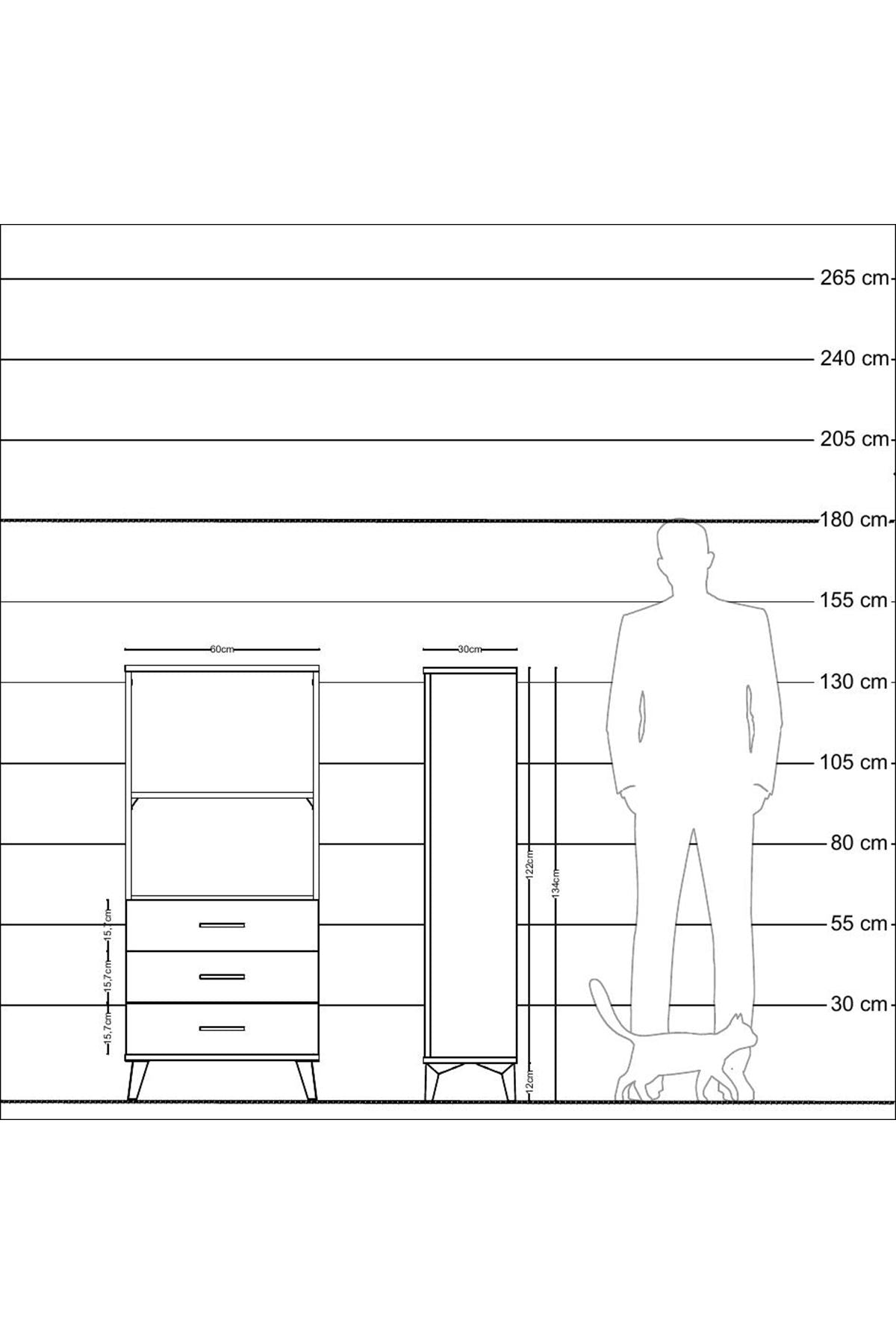 Arges Dolap 2 Raflı 3 Çekmeceli 60x30x134 Aytaşı-Aytaşı