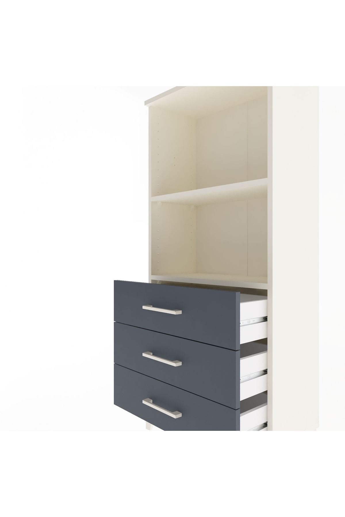 Arges Dolap 2 Raflı 3 Çekmeceli 60x30x134 Aytaşı-Antrasit