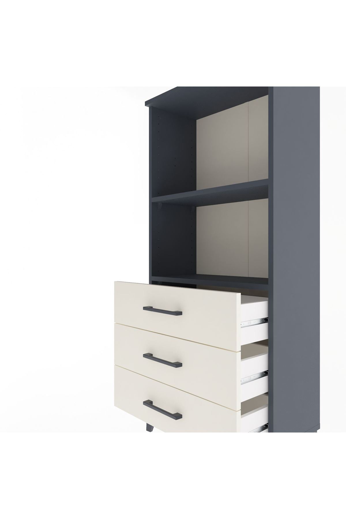 Arges Dolap 2 Raflı 3 Çekmeceli 60x30x134 Antrasit-Aytaşı