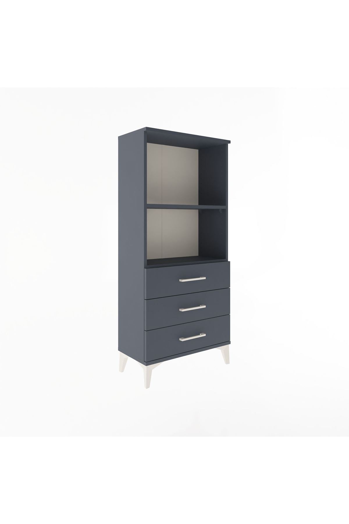 Arges Dolap 2 Raflı 3 Çekmeceli 60x30x134 Antrasit-Antrasit