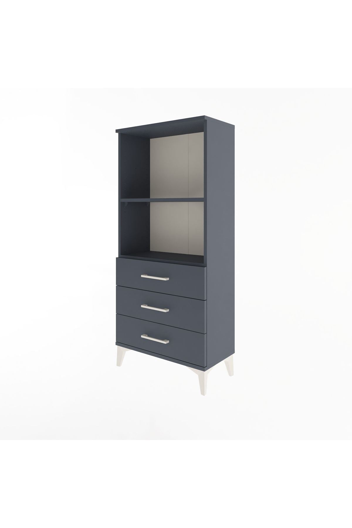 Arges Dolap 2 Raflı 3 Çekmeceli 60x30x134 Antrasit-Antrasit