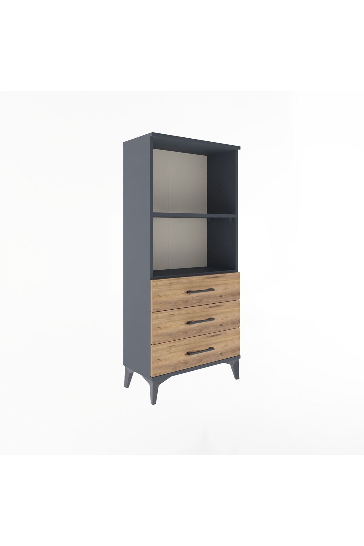 Arges Dolap 2 Raflı 3 Çekmeceli 60x30x134 Antrasit-Çam