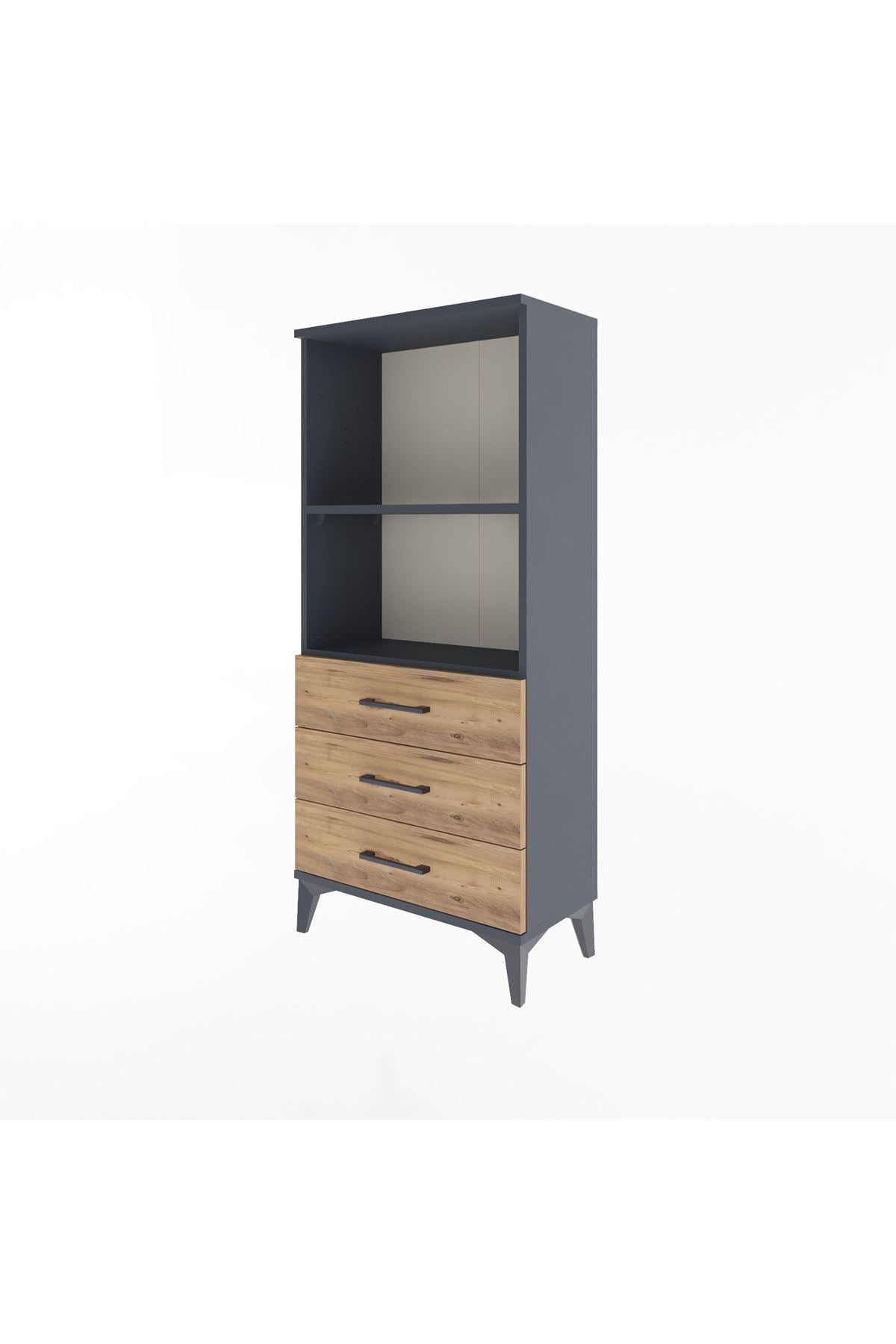 Arges Dolap 2 Raflı 3 Çekmeceli 60x30x134 Antrasit-Çam