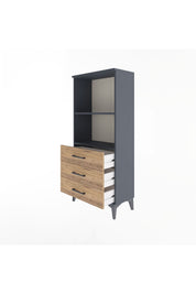 Arges Dolap 2 Raflı 3 Çekmeceli 60x30x134 Antrasit-Çam