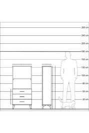 Arges Dolap 2 Raflı 3 Çekmeceli 60x30x134 Antrasit-Çam