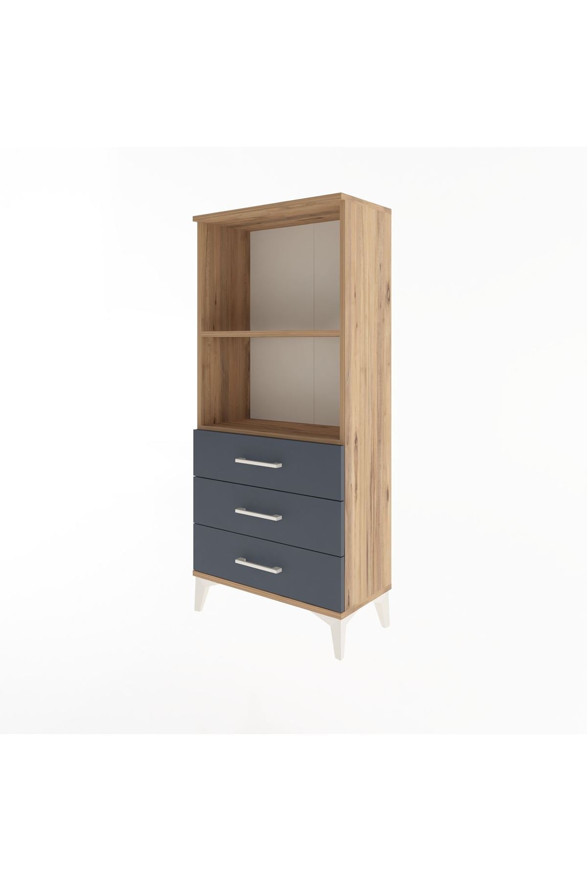 Arges Dolap 2 Raflı 3 Çekmeceli 60x30x134 Çam-Antrasit