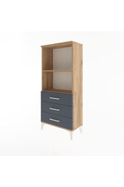 Arges Dolap 2 Raflı 3 Çekmeceli 60x30x134 Çam-Antrasit
