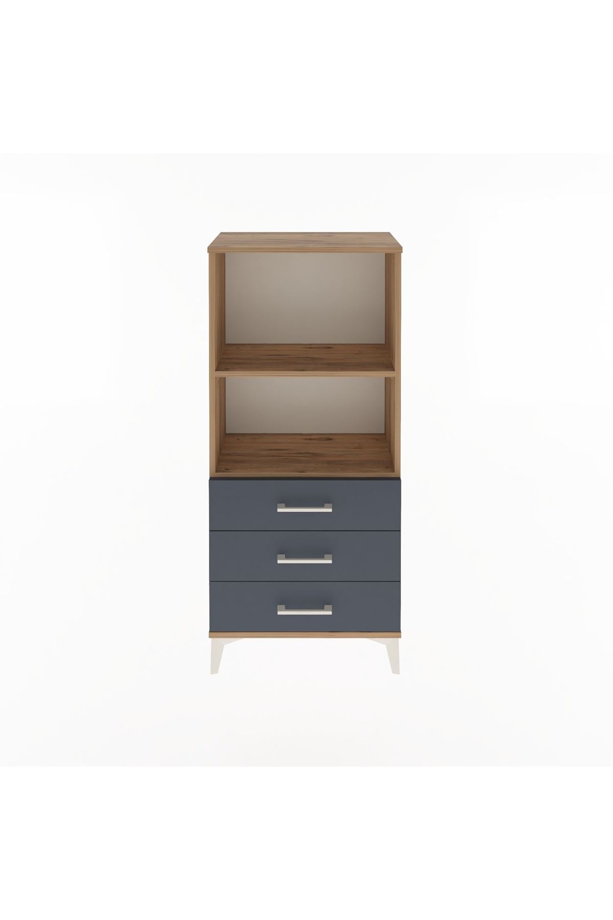 Arges Dolap 2 Raflı 3 Çekmeceli 60x30x134 Çam-Antrasit