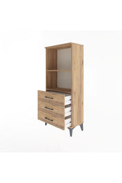 Arges Dolap 2 Raflı 3 Çekmeceli 60x30x134 Çam-Çam