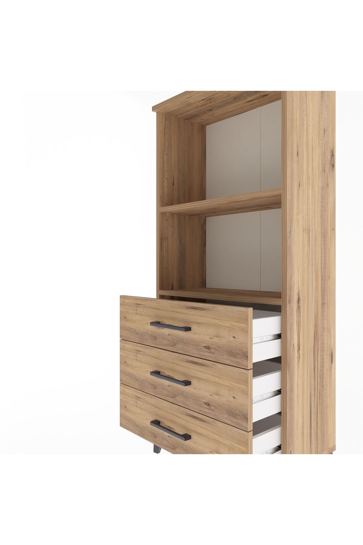 Arges Dolap 2 Raflı 3 Çekmeceli 60x30x134 Çam-Çam