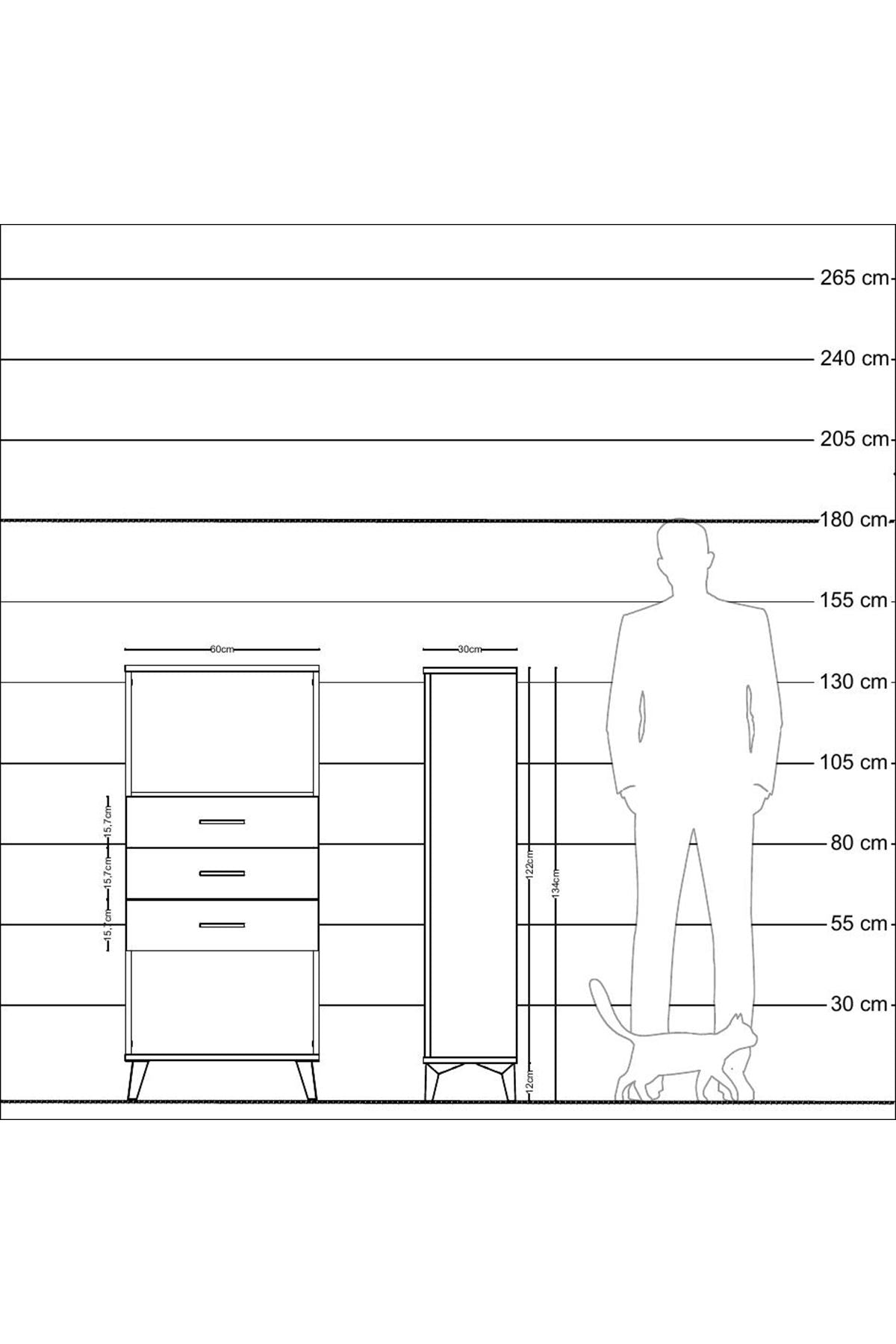 Arges Dolap Tek Raflı 3 Çekmeceli 60x30x134 Aytaşı-Aytaşı