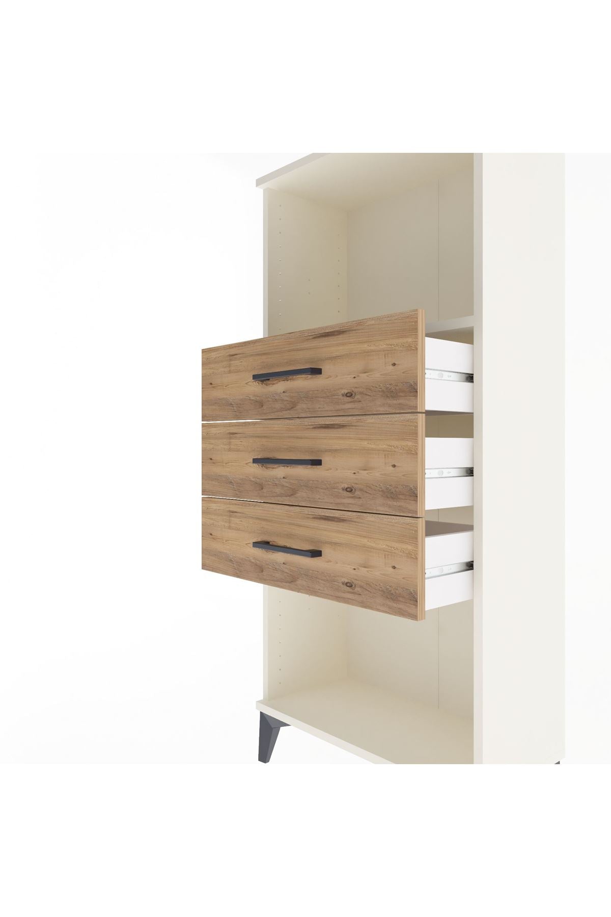 Arges Dolap Tek Raflı 3 Çekmeceli 60x30x134 Aytaşı-Çam