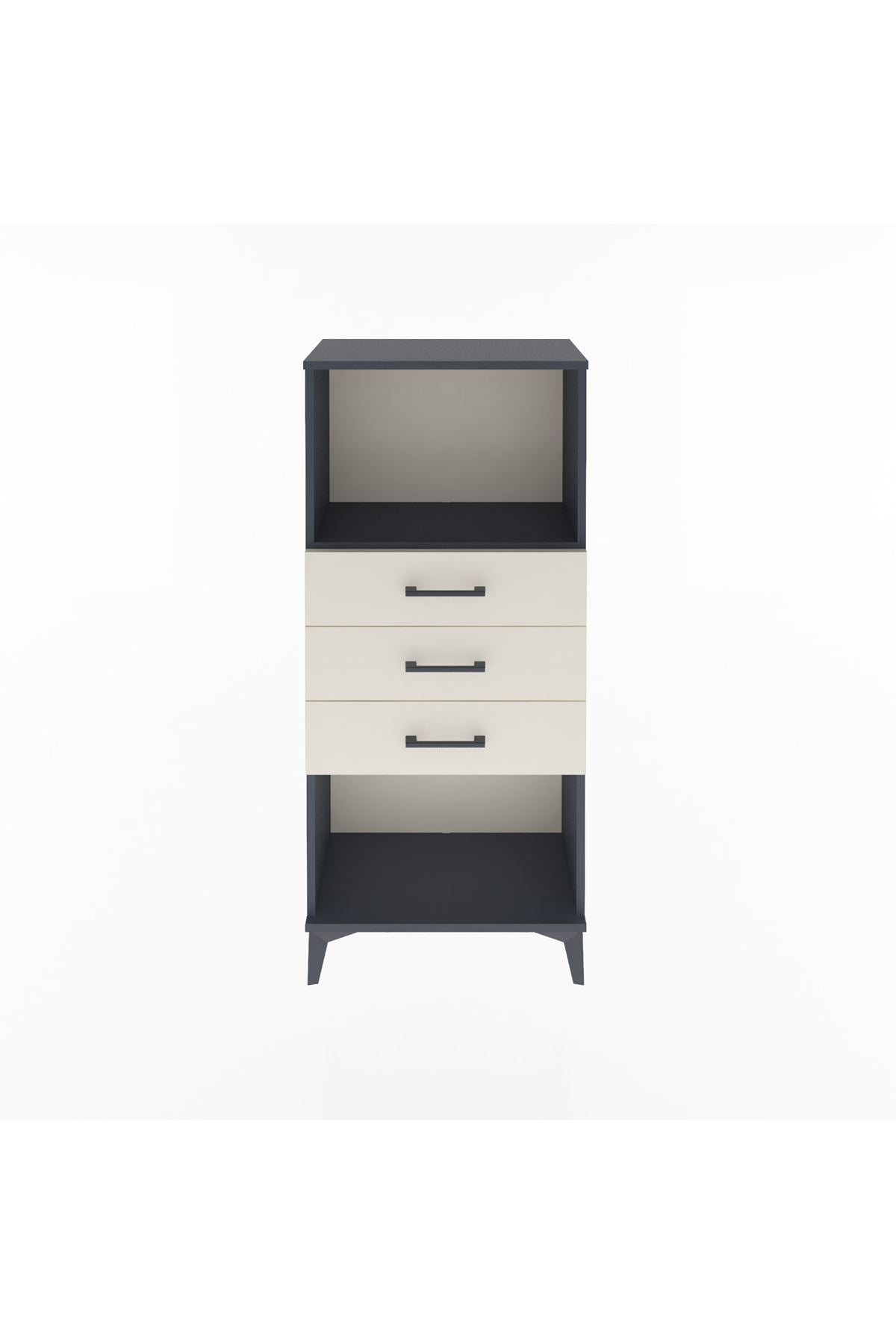 Arges Dolap Tek Raflı 3 Çekmeceli 60x30x134 Antrasit-Aytaşı