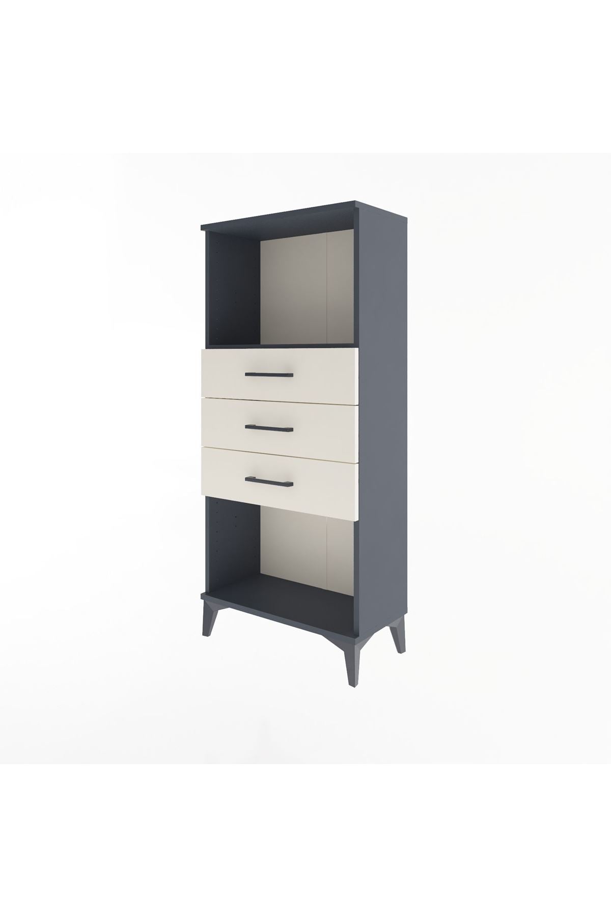 Arges Dolap Tek Raflı 3 Çekmeceli 60x30x134 Antrasit-Aytaşı