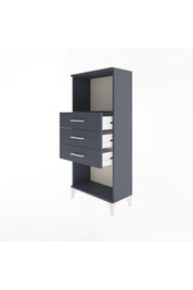 Arges Dolap Tek Raflı 3 Çekmeceli 60x30x134 Antrasit-Antrasit