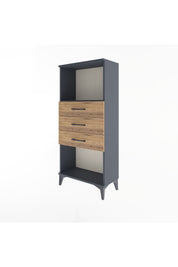 Arges Dolap Tek Raflı 3 Çekmeceli 60x30x134 Antrasit-Çam