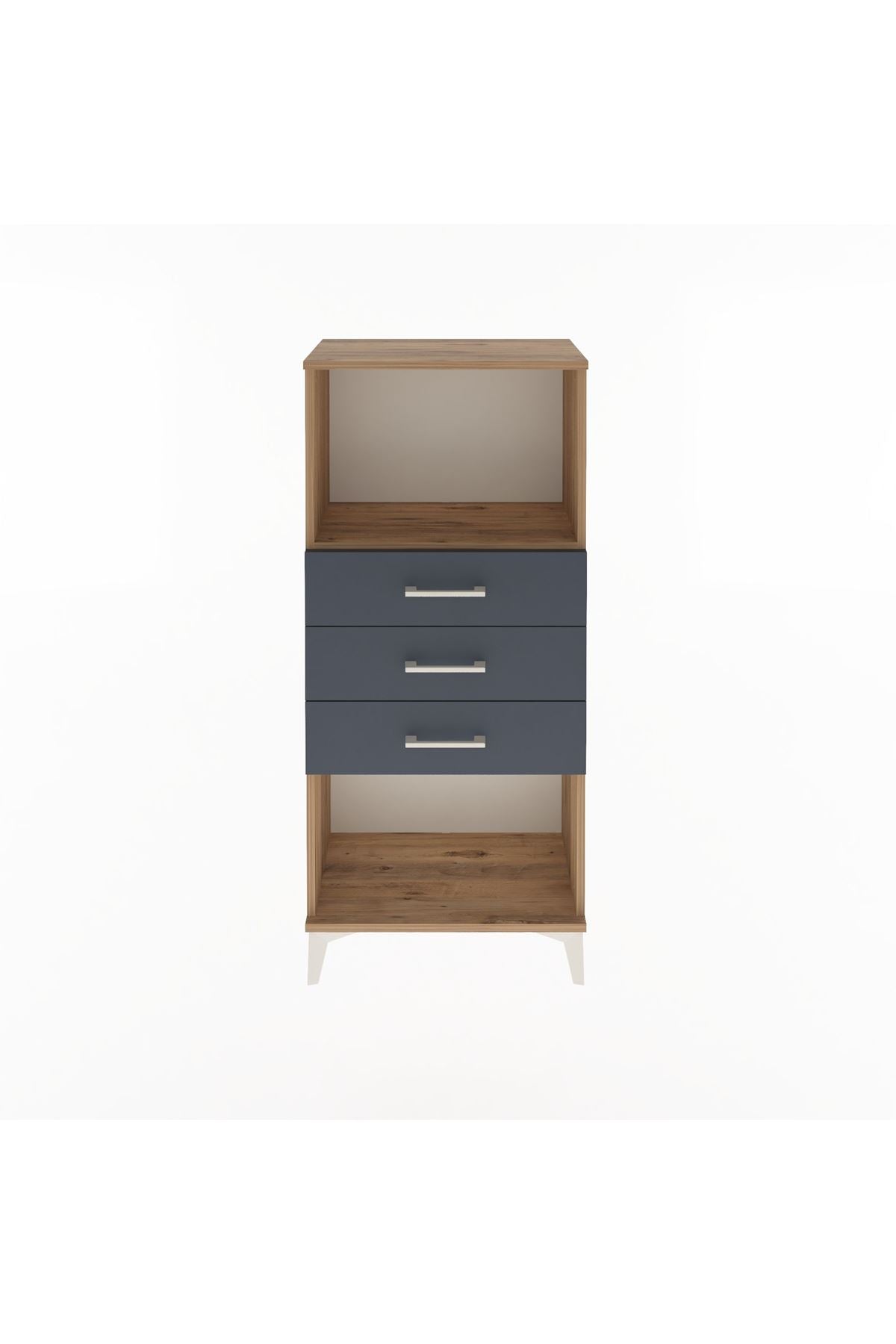 Arges Dolap Tek Raflı 3 Çekmeceli 60x30x134 Çam-Antrasit