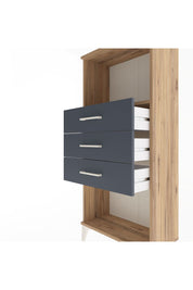 Arges Dolap Tek Raflı 3 Çekmeceli 60x30x134 Çam-Antrasit