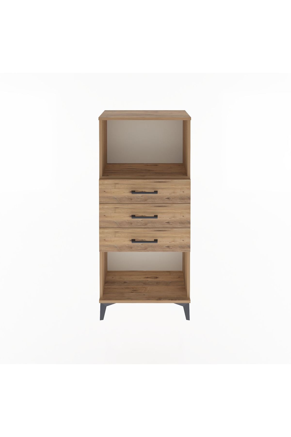 Arges Dolap Tek Raflı 3 Çekmeceli 60x30x134 Çam-Çam