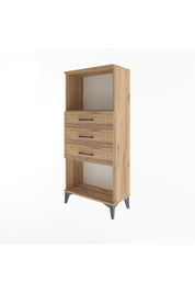 Arges Dolap Tek Raflı 3 Çekmeceli 60x30x134 Çam-Çam