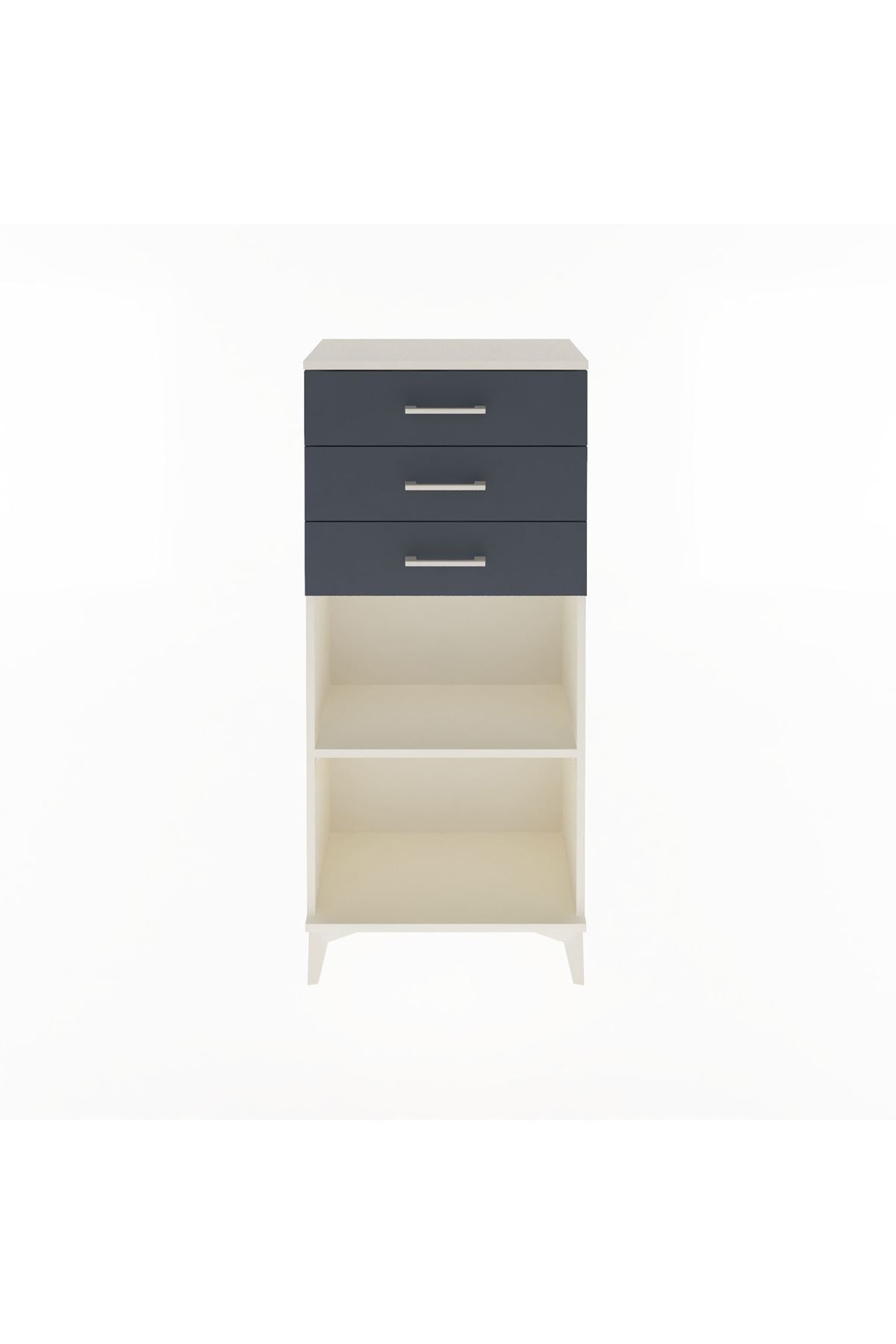 Arges Dolap Tek Raflı 3 Çekmeceli 60x30x134 Aytaşı-Antrasit