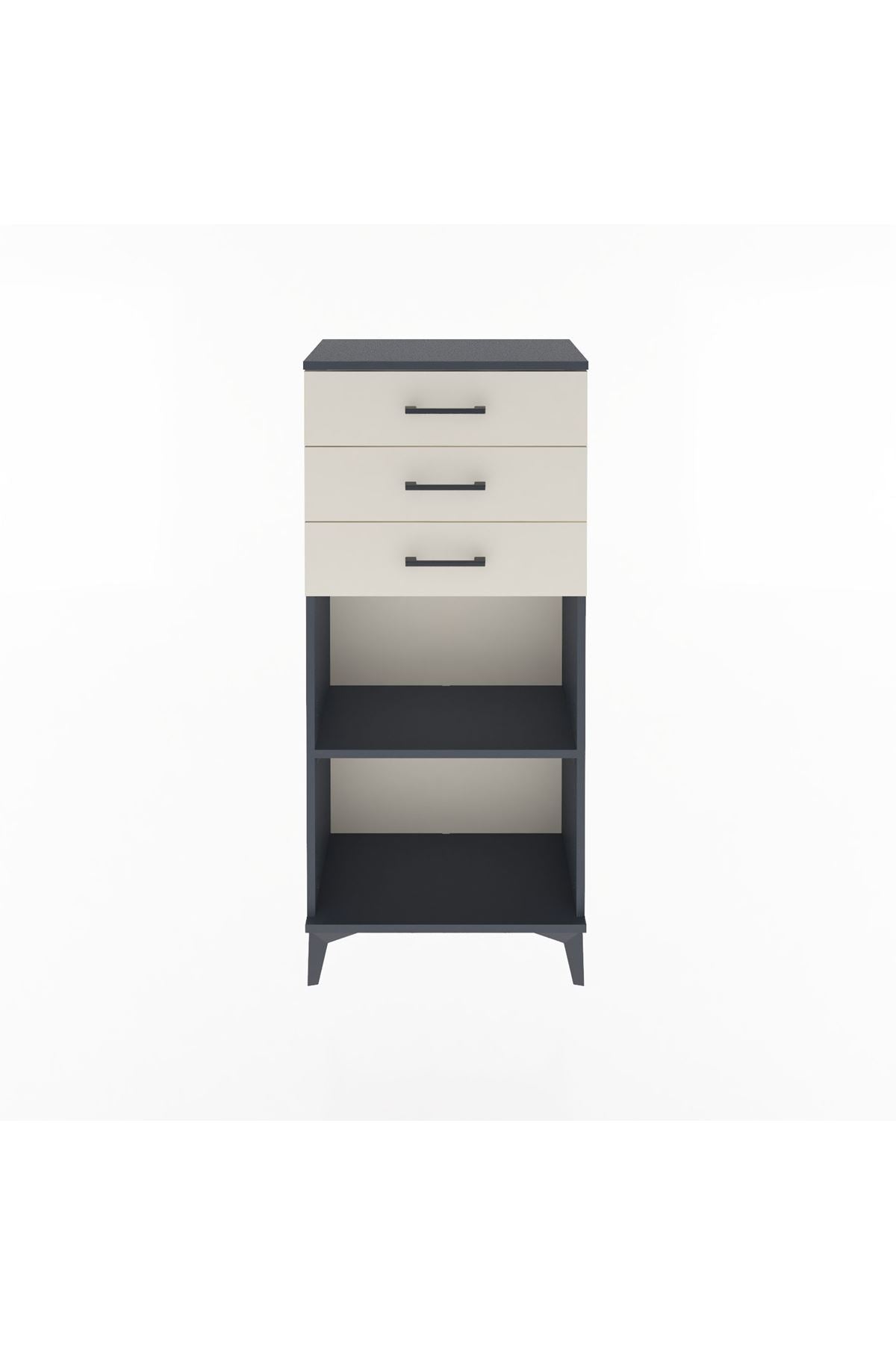 Arges Dolap Tek Raflı 3 Çekmeceli 60x30x134 Antrasit-Aytaşı