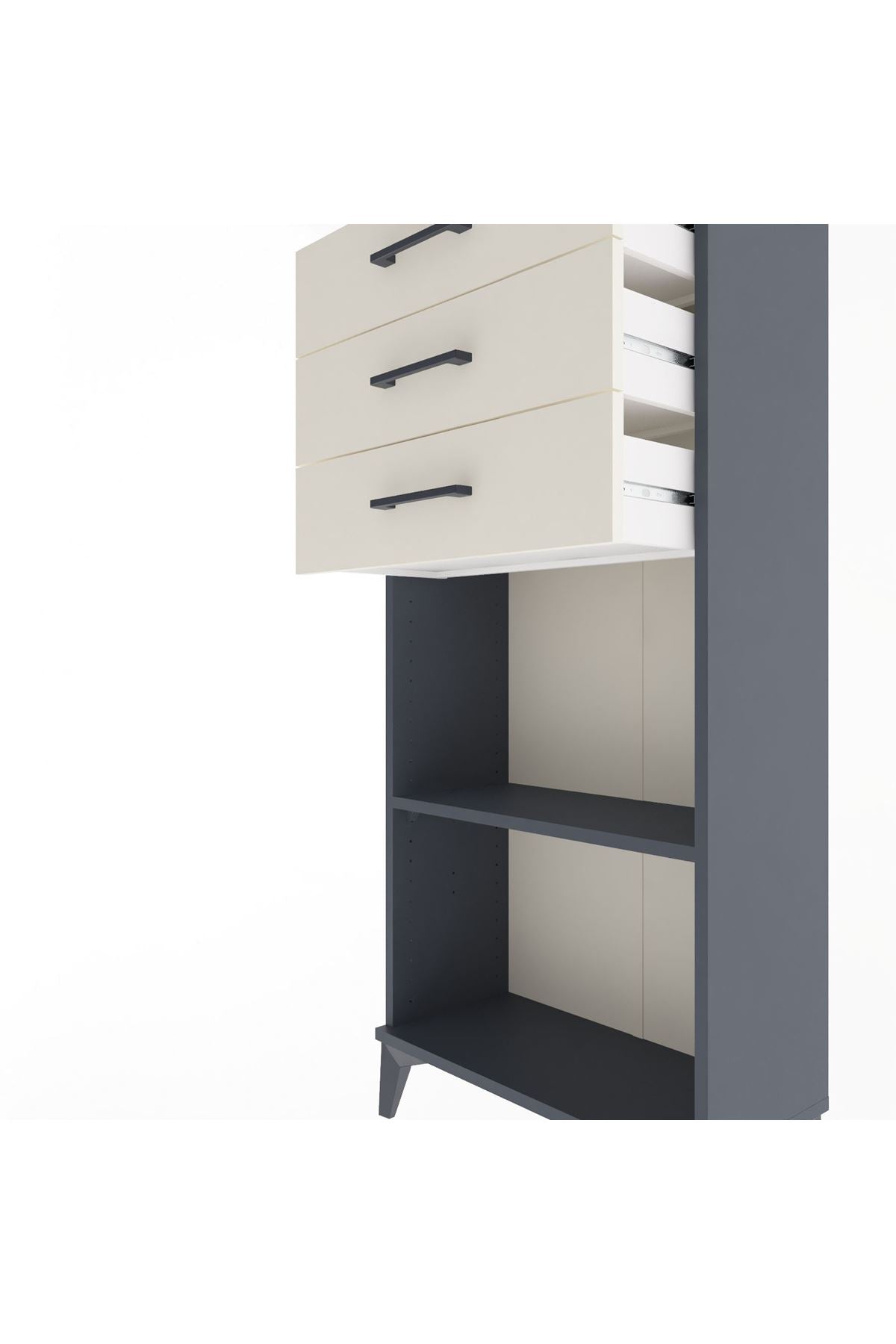Arges Dolap Tek Raflı 3 Çekmeceli 60x30x134 Antrasit-Aytaşı