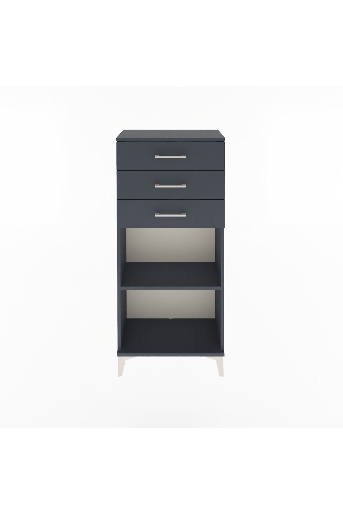 Arges Dolap Tek Raflı 3 Çekmeceli 60x30x134 Antrasit-Antrasit