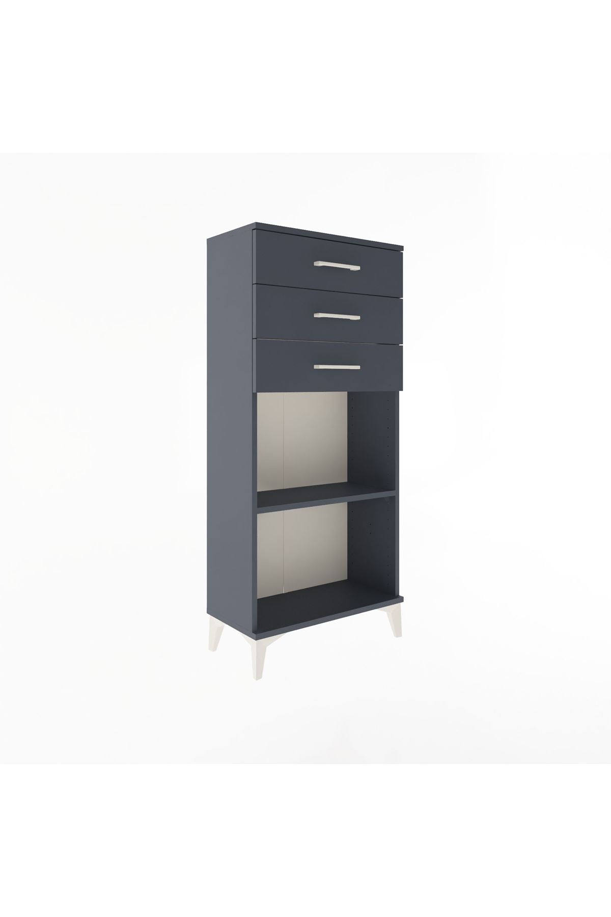 Arges Dolap Tek Raflı 3 Çekmeceli 60x30x134 Antrasit-Antrasit