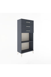 Arges Dolap Tek Raflı 3 Çekmeceli 60x30x134 Antrasit-Antrasit